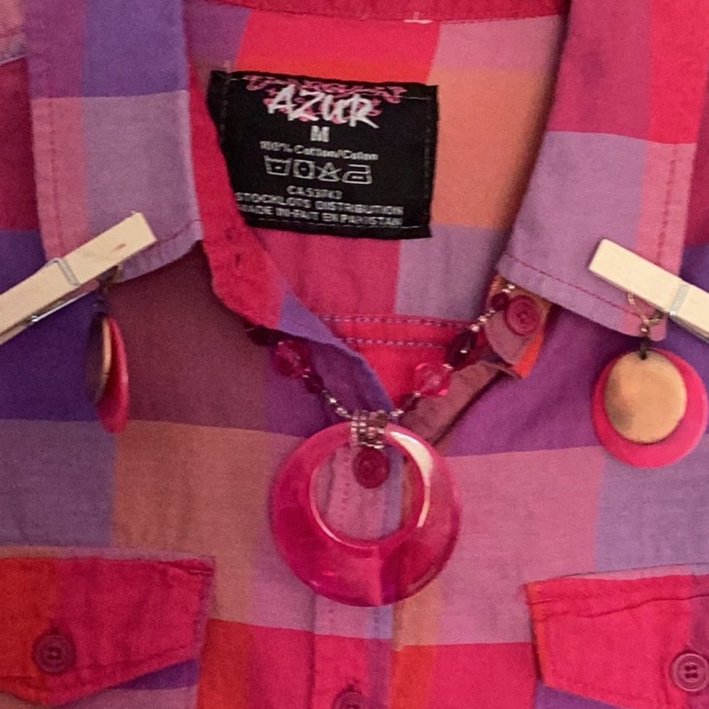 AZUR Women’s Red and Purple Plaid Shirt - Picture 3 of 6